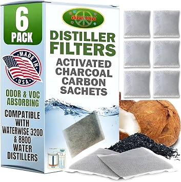 Green Piece Compatible with Waterwise 3200 and 8800 | Activated Charcoal | Pack of 6 - Size 4"x3" - 25 Grams. Made in USA by Green Piece Mfg