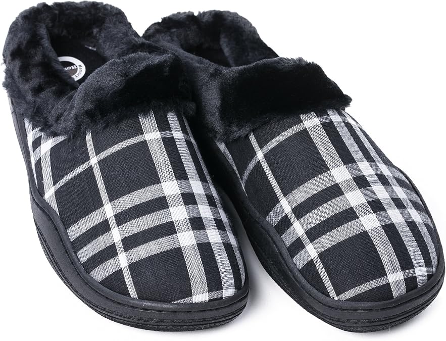 Homiegear Hg Mens Memory Foam Indoor and Outdoor Slippers- Berry Mule