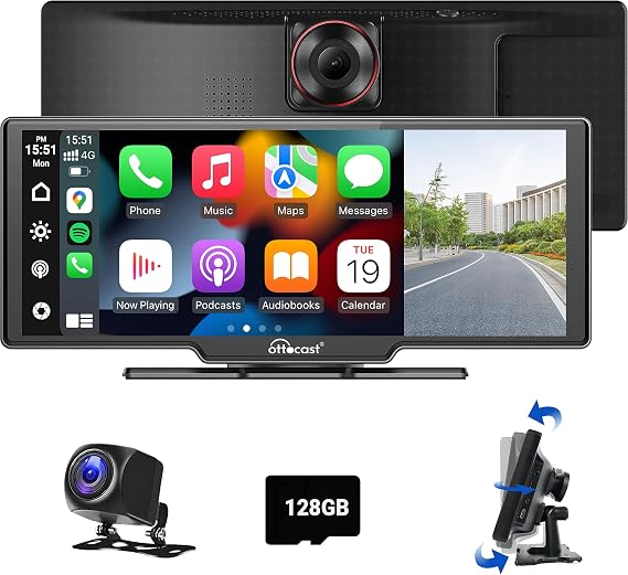 0.2 بوصة مزدوجة Din Din ، شاشة تعمل باللمس اللاسلكية المحمولة مع Apple Carplay و Android Auto