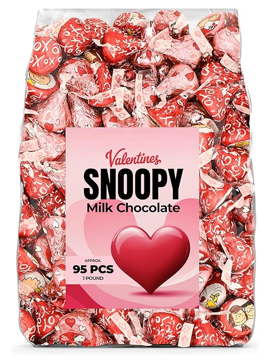 Valentines Day Snoopy Milk Chocolate Candy 1 lb. Bulk Milk Chocolate Treats Festive Snoopy Valentine Candy for Gift Bags, Parties & Seasonal Sharing