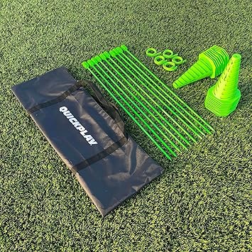 QUICKPLAY PRO Speed + Agility Set، Multi-Sport Training Poles Poles | Cones | Speed Hurdles | Soccer Tennis | Crowd Barrier