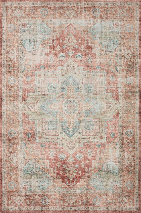Loloi Heidi Collection HEI-01 Terracotta/Aqua 2'-3" x 3'-9" Accent Rug
